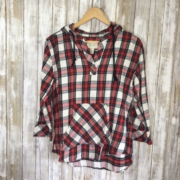 Forever 21 Red Plaid Hoodie - Picture 1 of 6